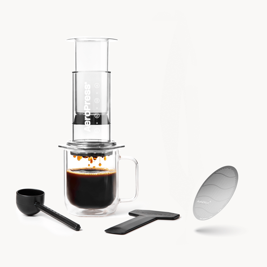 AeroPress Clear Coffee Maker & Stainless Steel Filter Bundle #color_clear