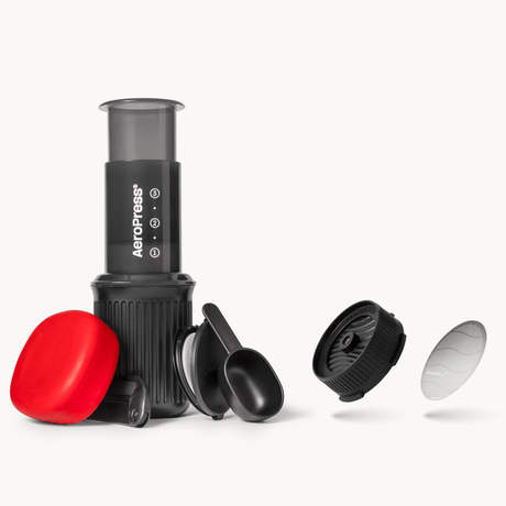 AeroPress Go Coffee Maker, Stainless Steel Filter, & Flow Control Filter Cap Bundle