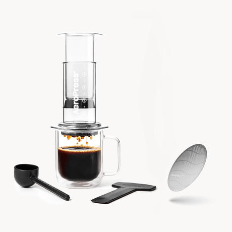 AeroPress Clear Coffee Maker & Stainless Steel Filter Bundle #color_clear
